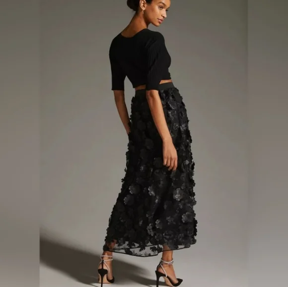 Anthropologie Black Floral Skirt - Picture 14 of 15